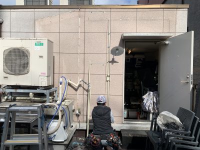 屋上 電気配線 施工 工事 工事中 天災被害 神戸市 トラブラン